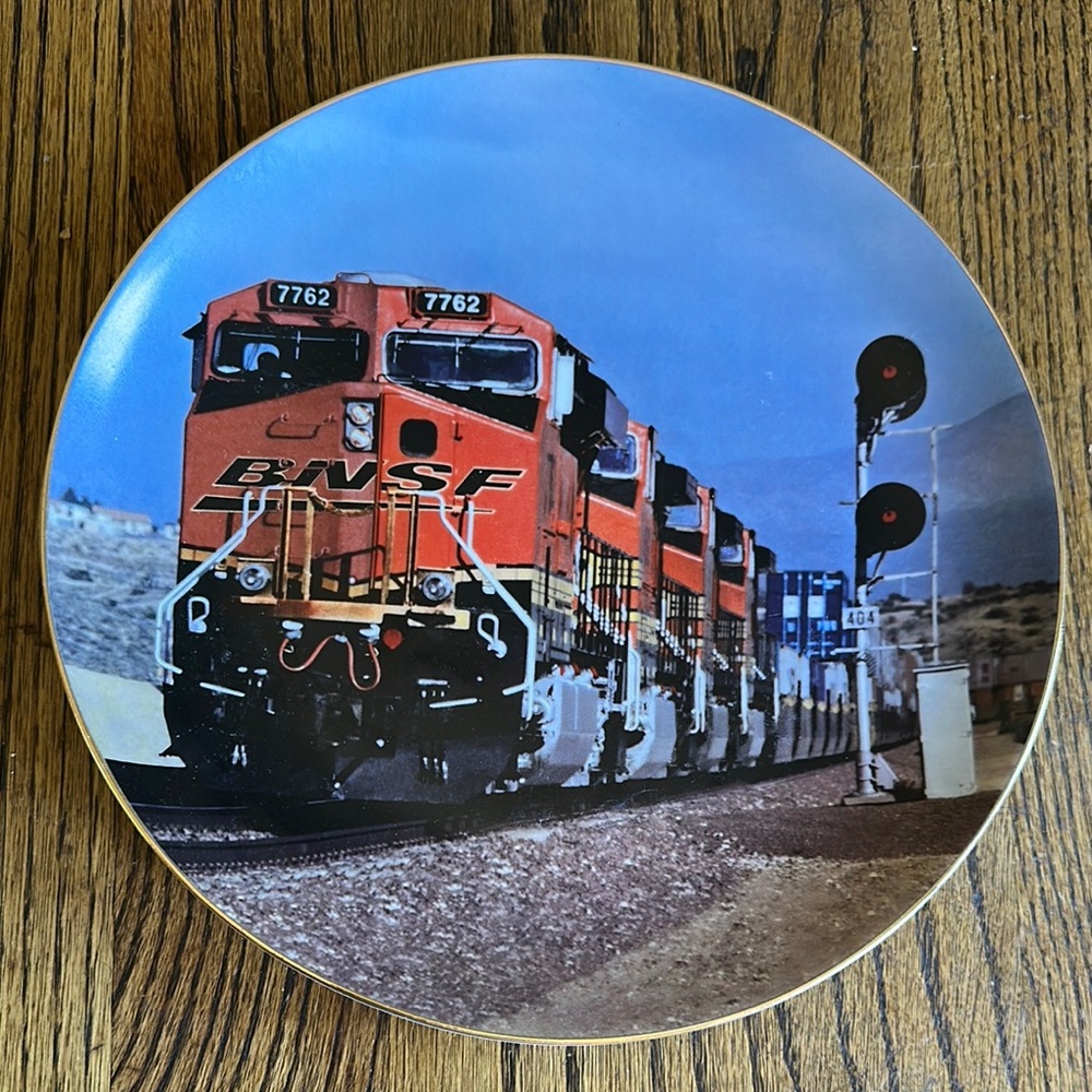 BNSF Train Decorative Plate - Red and Blue Vintage Numbered